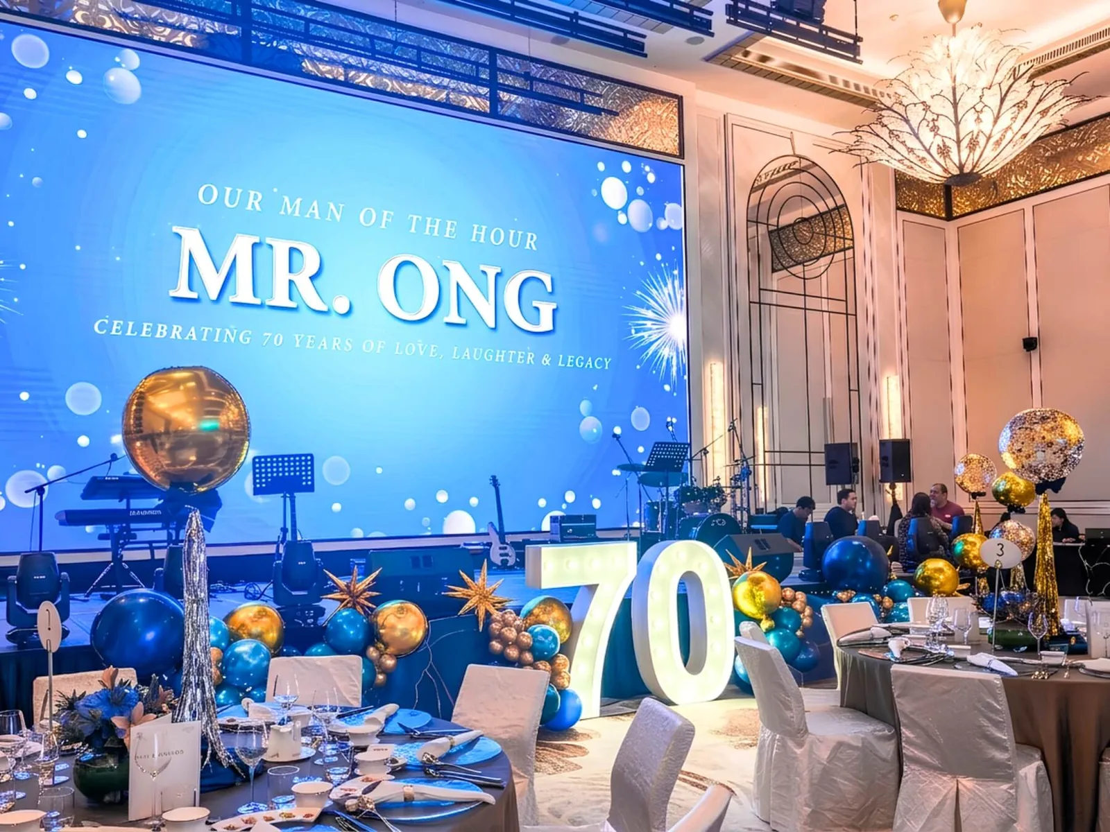 In-house styling for a personalised corporate milestone celebration by The Happier Event Company