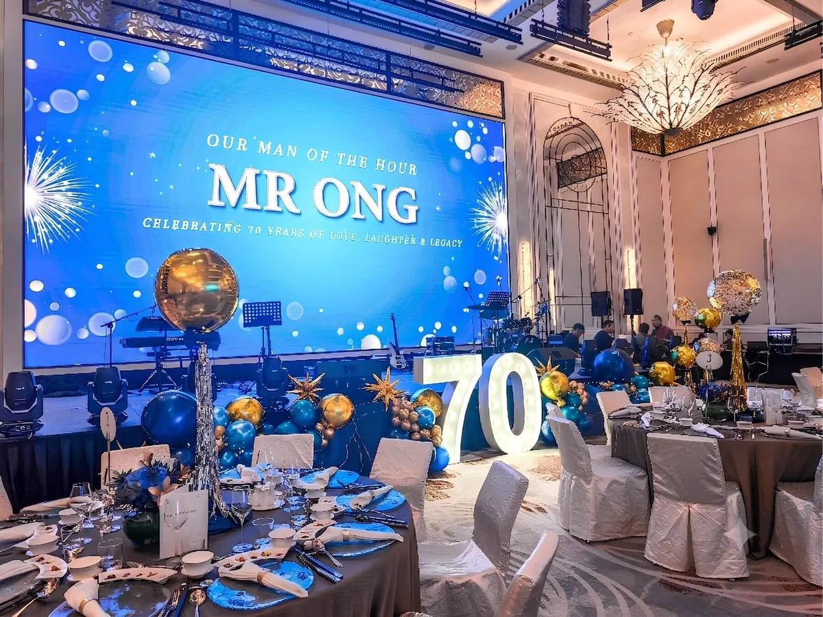 Milestone gala stage and table styling by The Happier Event Company